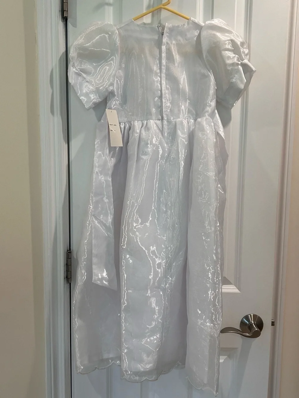 New Girls White Organza Party Dress Puff Sleeve Flower Girl Communion Size 6